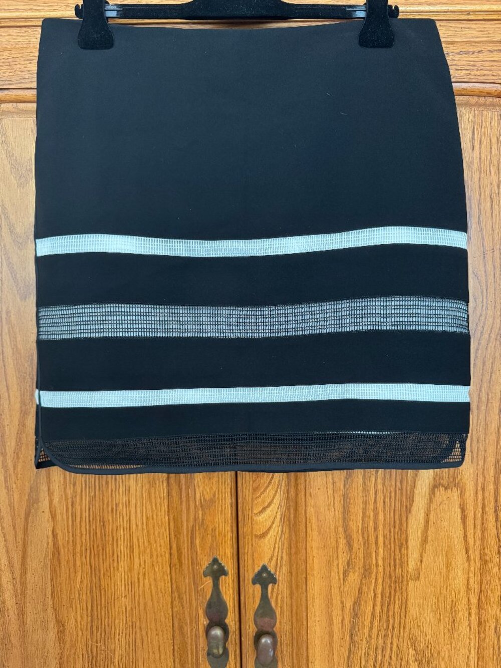 White House Black Market Black Skirt with White Stripe Accents